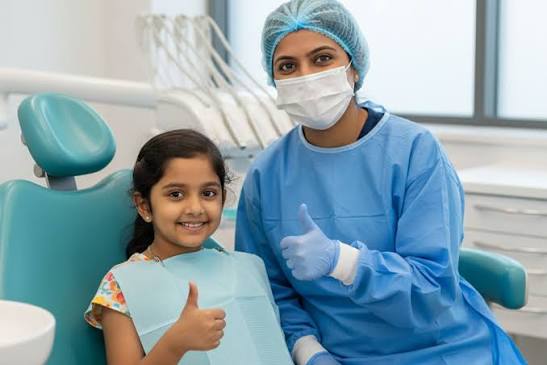 Child receiving a friendly dental consultation at Dr. Vasanth's Dental Clinic